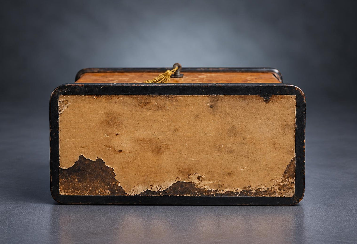 Correspondence Box with Bird's-Eye Figured Veneer and Black Mouldings, Working Lock and Key, Victorian Style Letter Box