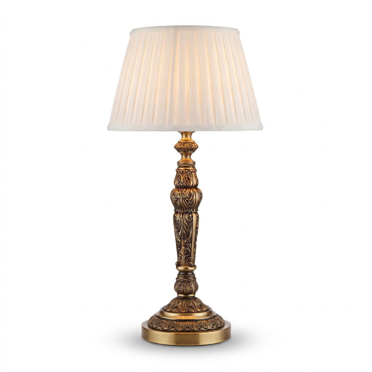 Acanthus Leaf Candlestick Table Lamp in Gilt Metal, Baluster Stem and Stepped Round Base, Baroque Revival Style
