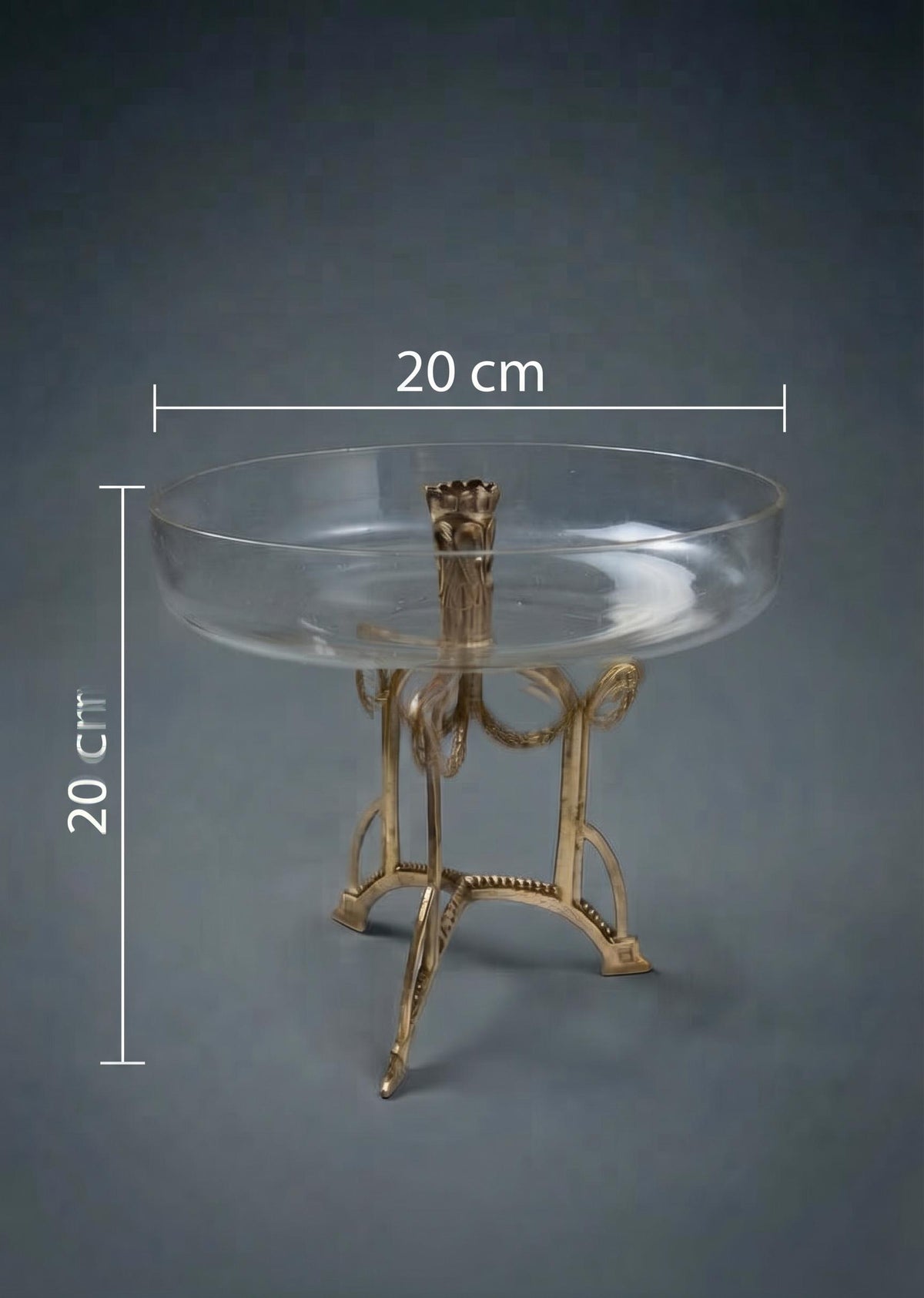 Louis XVI Style Glass Fruit Bowl Centrepiece on Champagne-Tone Metal Stand, Laurel Garlands and Ribbons