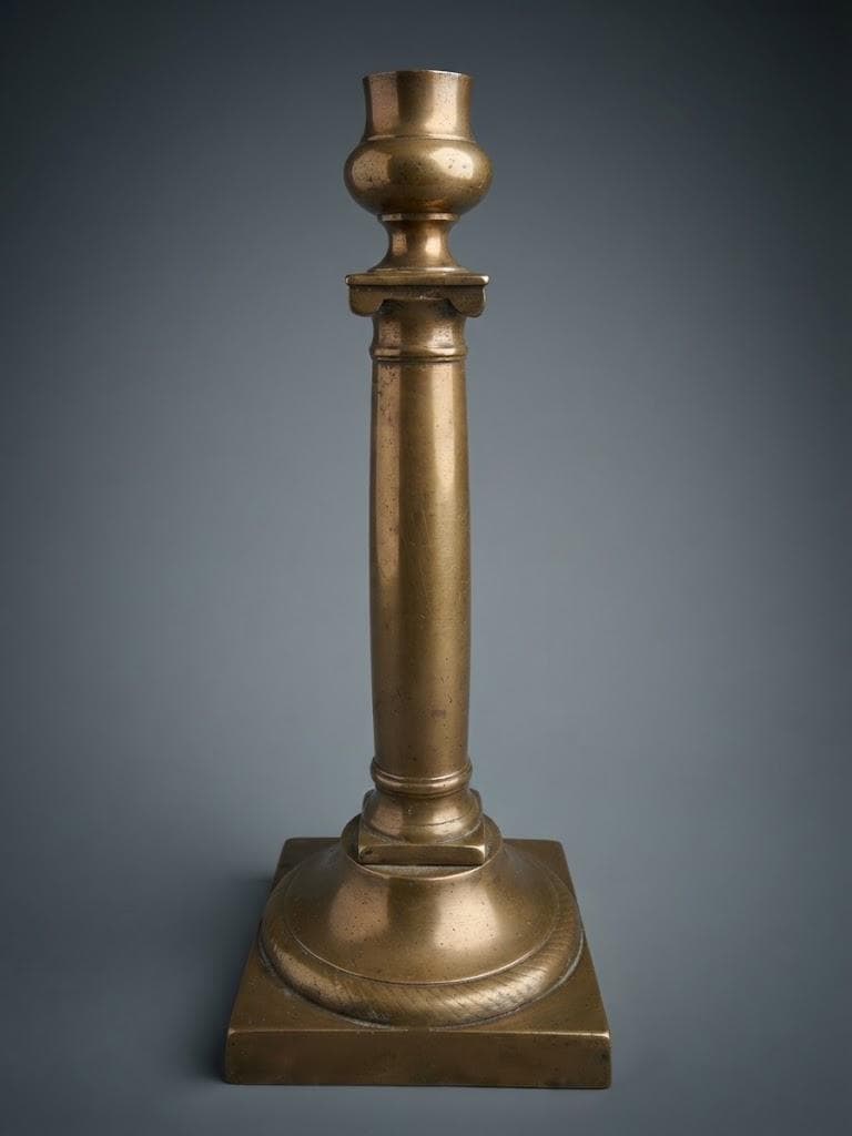 Pair of Antique Bronze Candlesticks, Louis XVI Empire Style Fluted Column — France, 19th Century