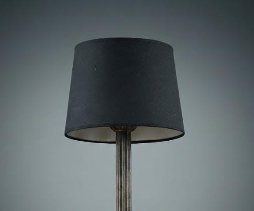 Vintage Neoclassical Style Fluted Column Table Lamp, Brass-Tone Metal on Round Base, with Black Shade