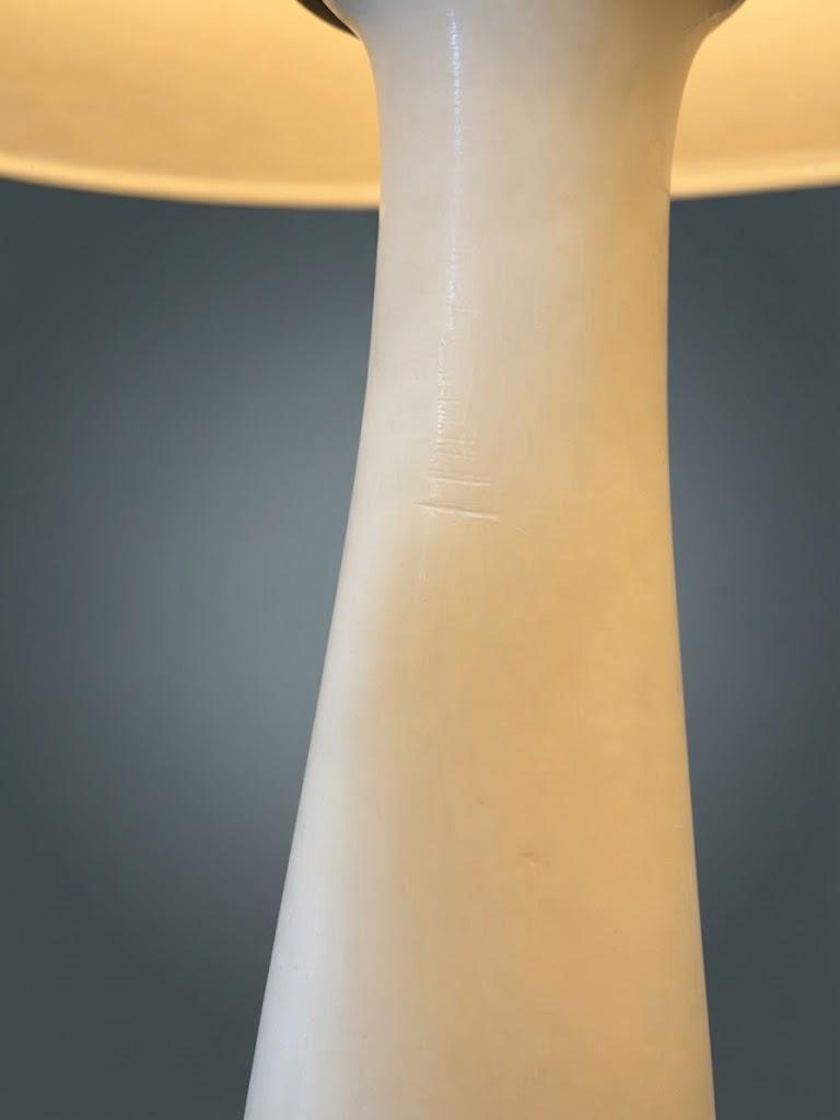 Vintage Neoclassical Style Table Lamp, White Baluster and Fluted Veined Stone Column with Gilt Metal Mounts, with Cream Shade
