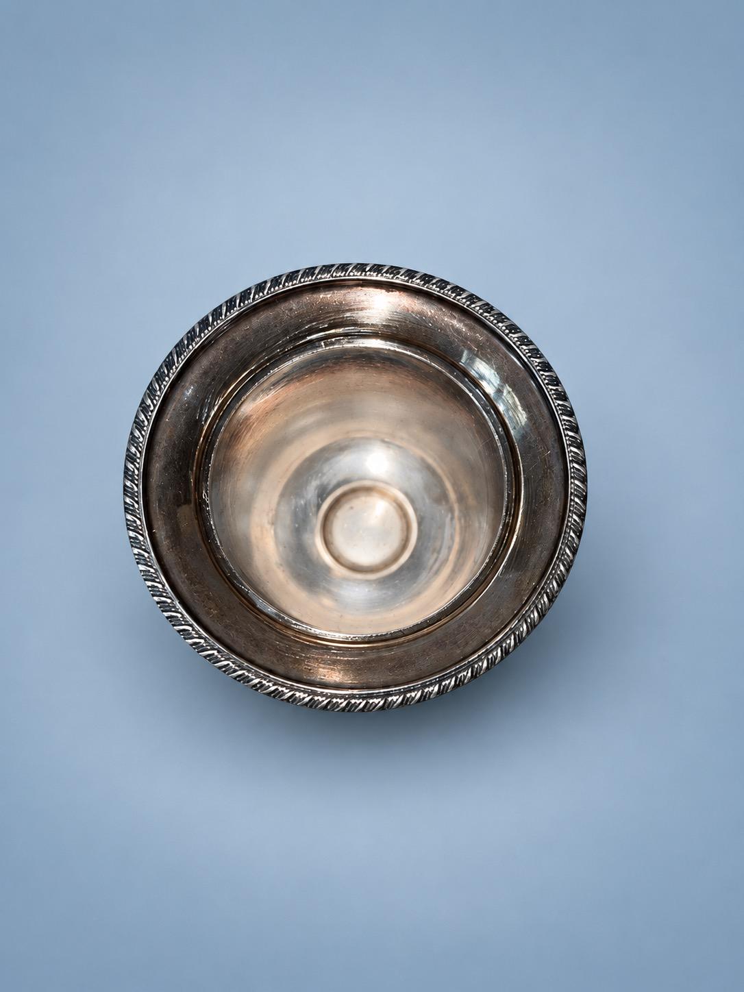 Vintage Miniature Silver-Tone Champagne Bucket Cigarette Cup with Lion Mask Ring Handles, Regency Style