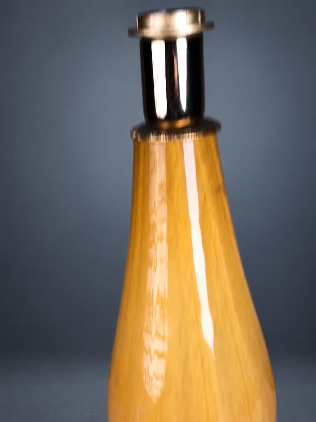Amber Blown Glass Lamp Base with Gilt Inclusions — Italian Glassmaking Tradition