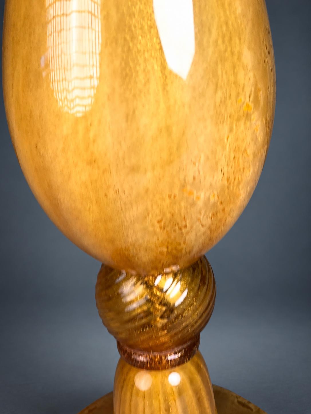 Amber Blown Glass Lamp Base with Gilt Inclusions — Italian Glassmaking Tradition