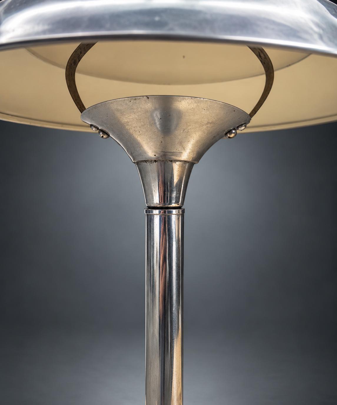 Chrome Mushroom-Form Table Lamp with Domed Reflector Shade
