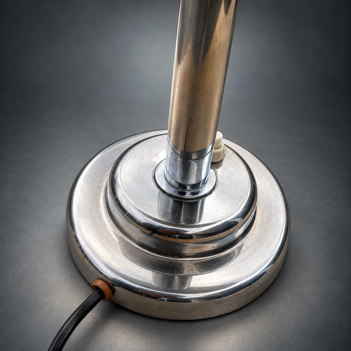 Chrome Mushroom-Form Table Lamp with Domed Reflector Shade