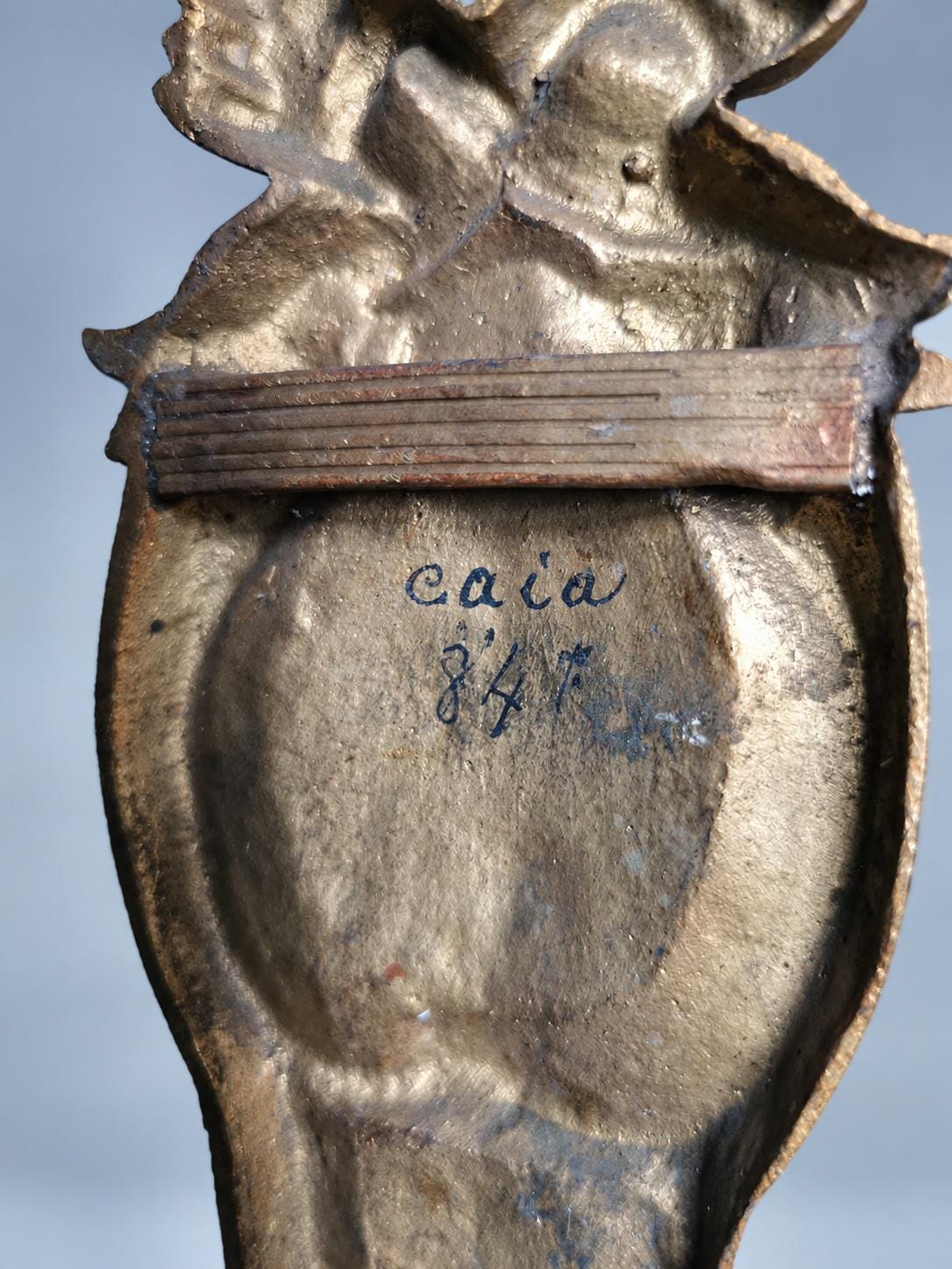 Antique Single Louis XVI Style Bronze-Tone Wall Sconce with Laurel Wreath and Frosted Glass Tulip Shade