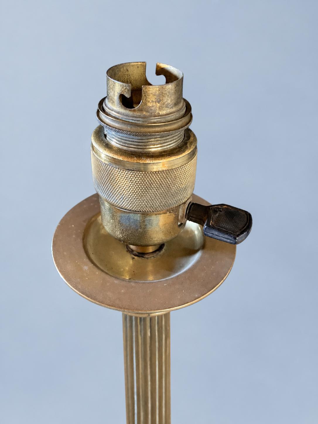 Vintage 1960s–70s Louis XVI Style Brass-Tone Fluted Column Table Lamp Base, Weighted