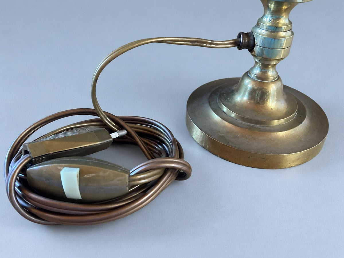 Vintage 1960s–70s Louis XVI Style Brass-Tone Fluted Column Table Lamp Base, Weighted