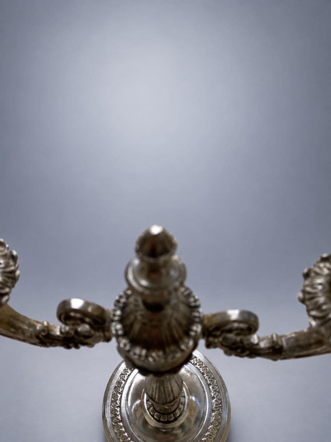 Pair of Three-Light Candelabra Table Lamps in Silver-Toned Metal, 42 x 23 cm