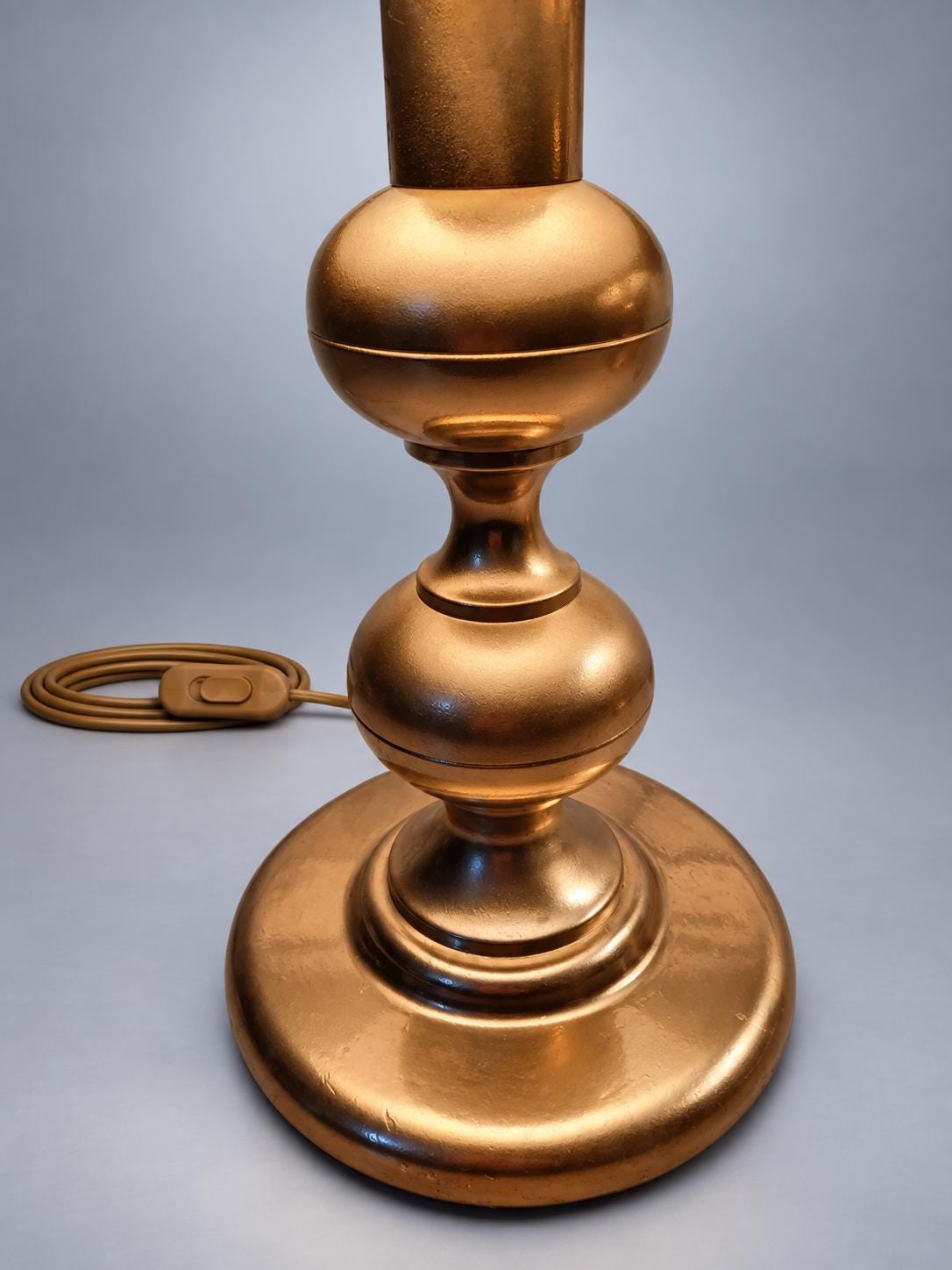 Pair of Table Lamps in Gold-Toned Metal with Patterned Fabric Shades
