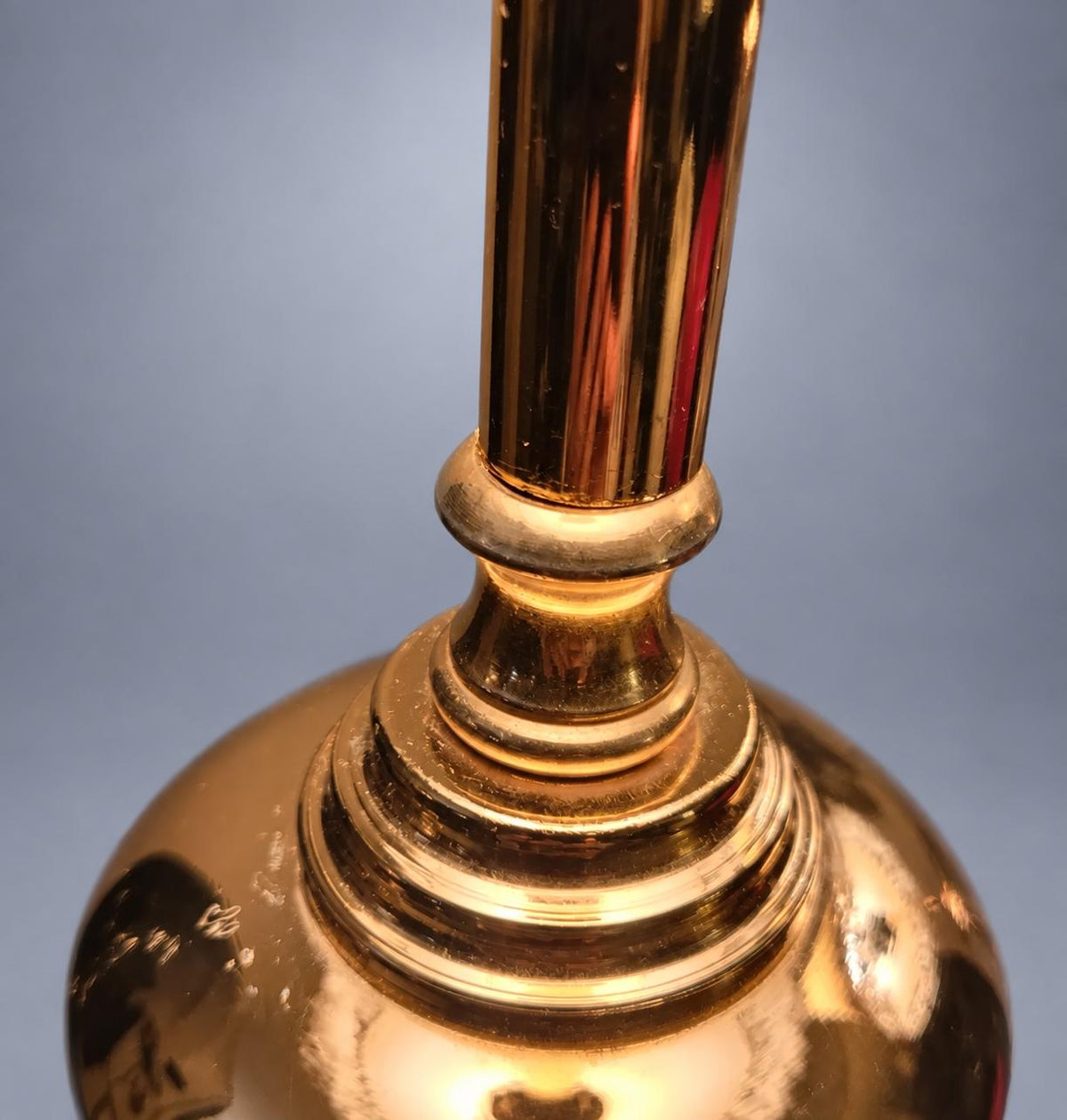 Pair of Column Table Lamps in Gold-Tone Metal with Fringed Shades