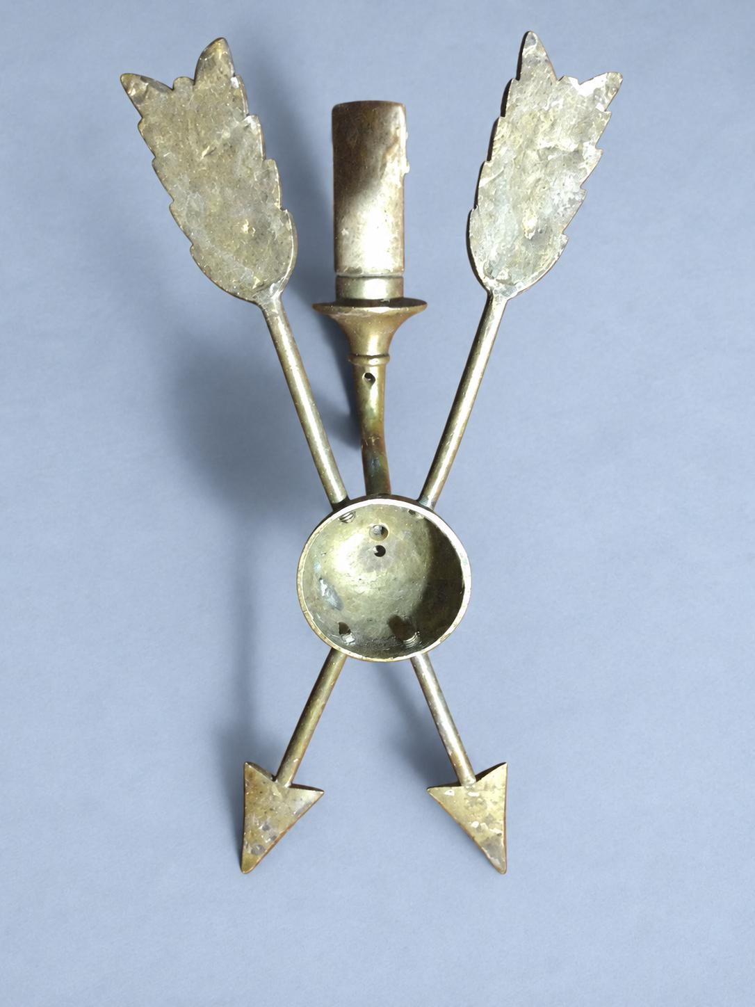 Vintage Louis XVI Style Single Wall Sconce with Hunting Horn Arm and Crossed Arrows