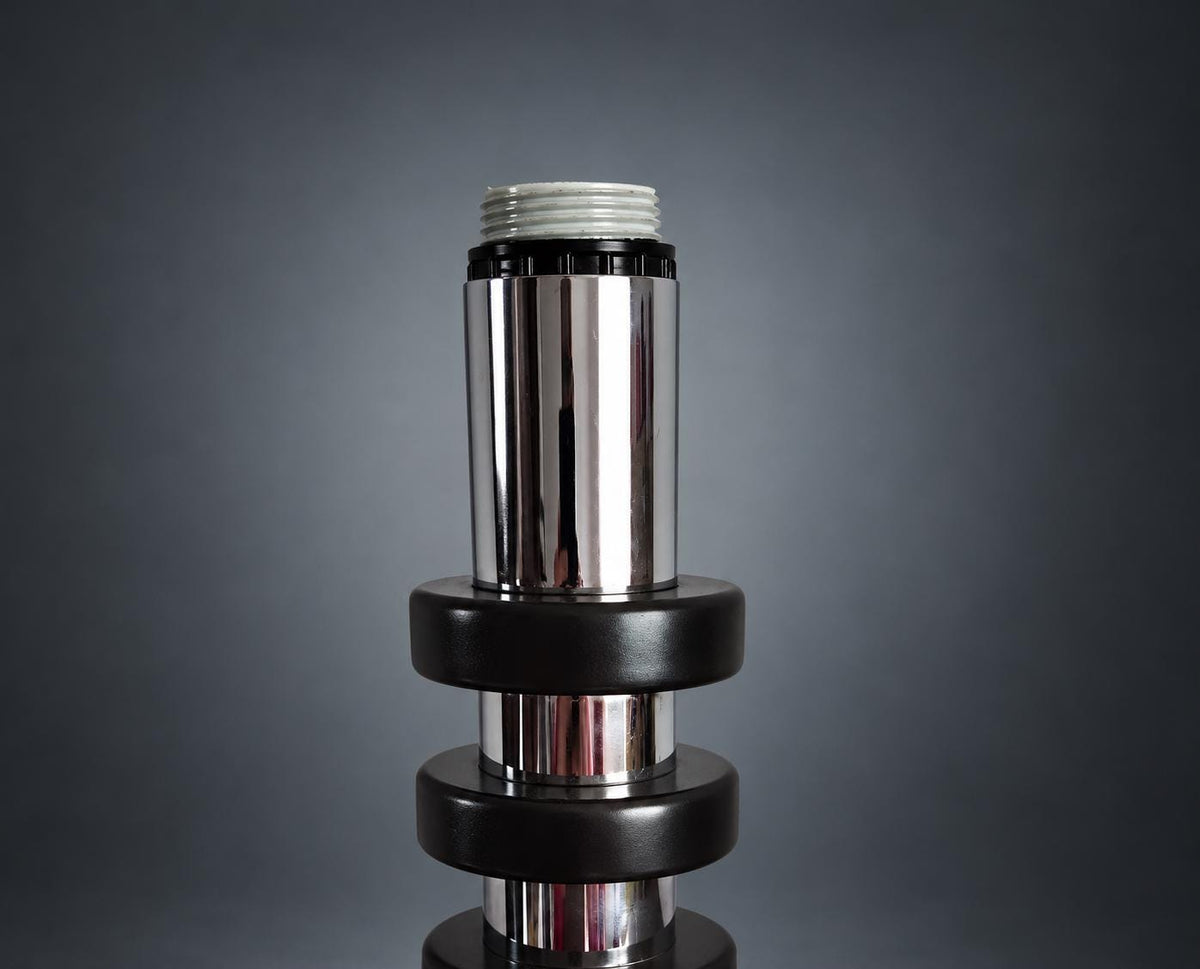 Stainless Steel and Black Plastic Table Lamp Base, Stacked Cylinder Design, 1960s