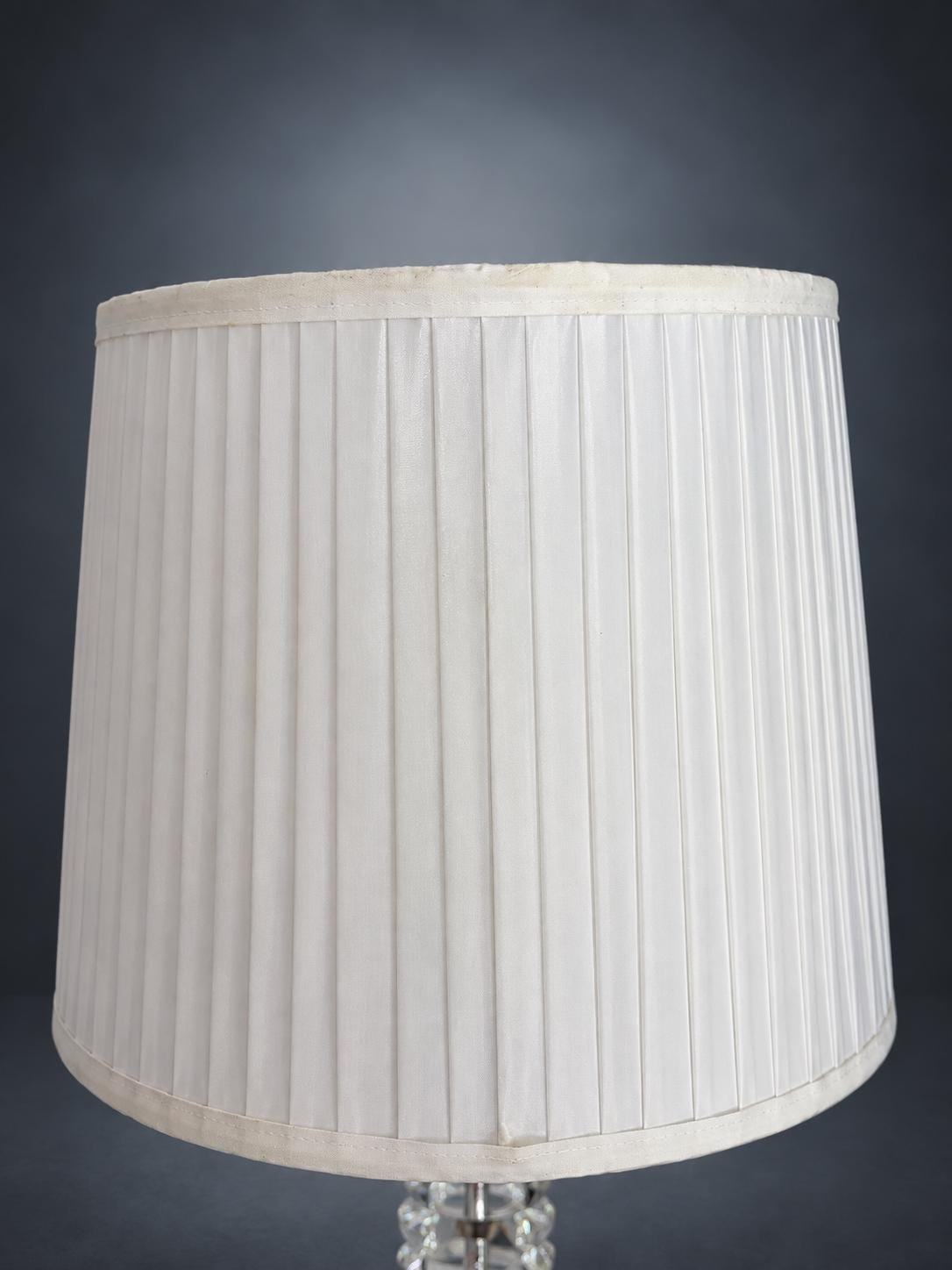 Faceted Glass Table Lamp, Stacked Block Column, Square Stepped Base