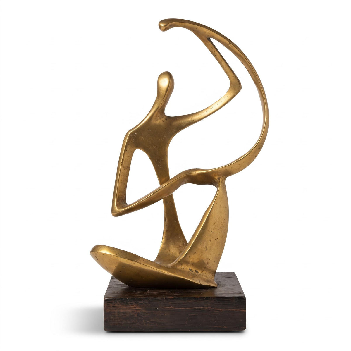 Patinated Metal Sculpture of a Harpist, Abstract Figural Form, Hagenauer Werkstätte Style