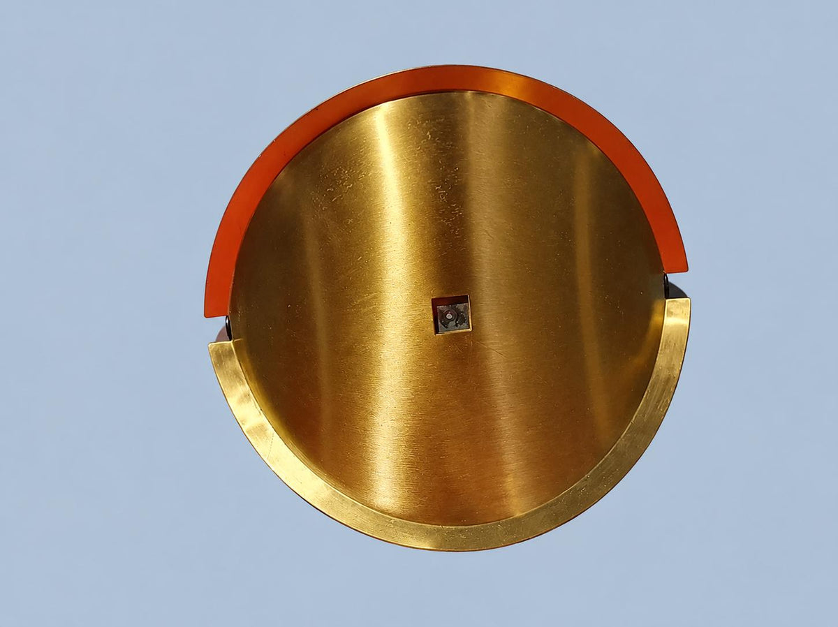 Vintage Matte Gold-Tone Round Disc Wall Sconce with Copper-Tone and Gold-Tone Arc Shields