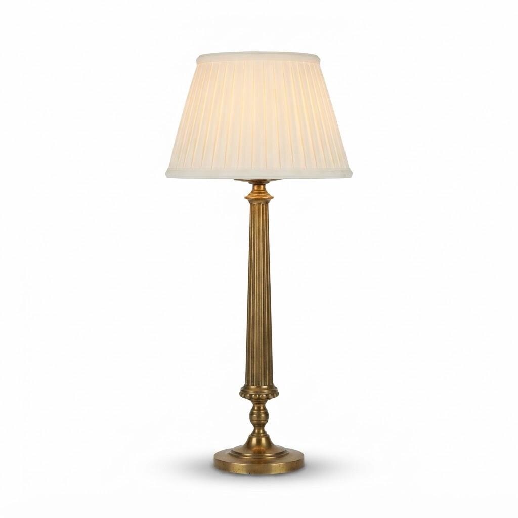 Vintage 1960s–70s Louis XVI Style Brass-Tone Fluted Column Table Lamp Base, Weighted