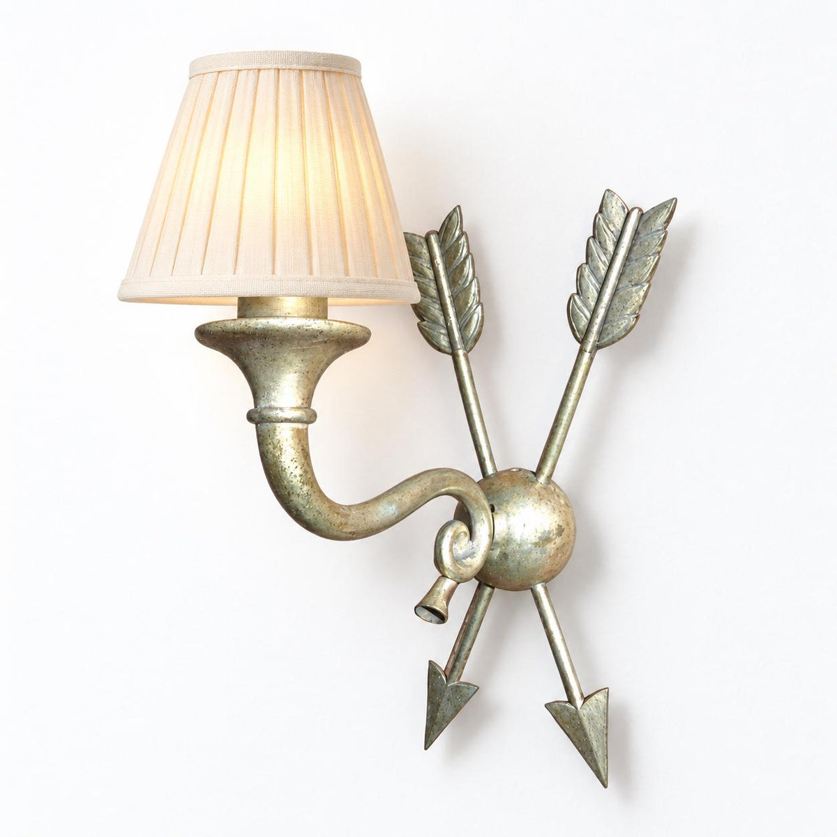 Vintage Louis XVI Style Single Wall Sconce with Hunting Horn Arm and Crossed Arrows