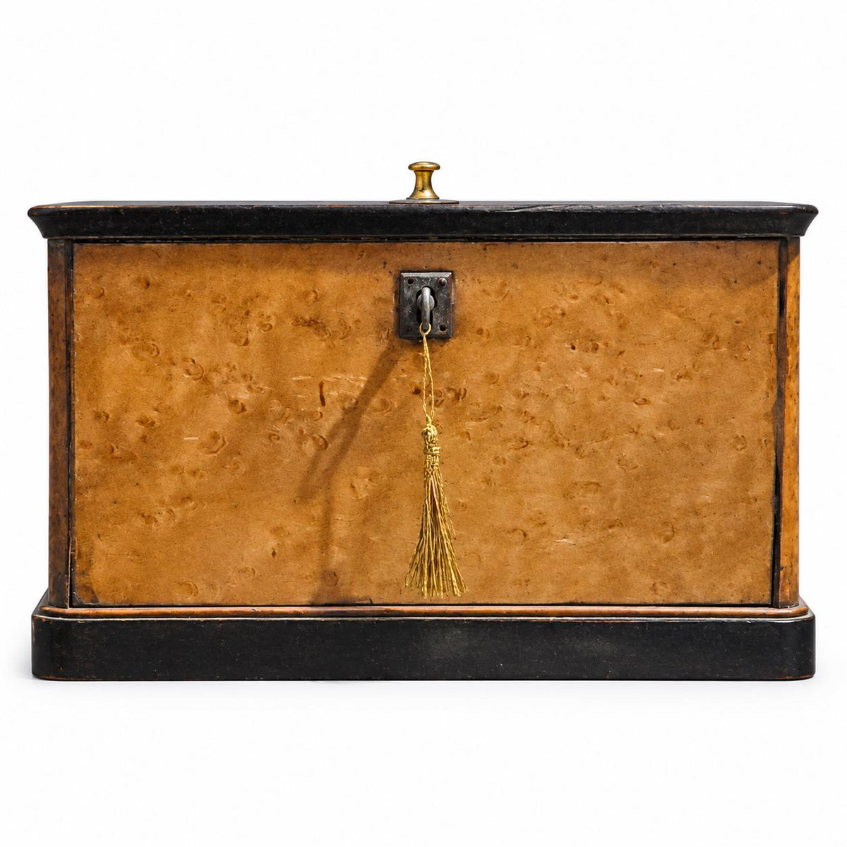 Correspondence Box with Bird's-Eye Figured Veneer and Black Mouldings, Working Lock and Key, Victorian Style Letter Box