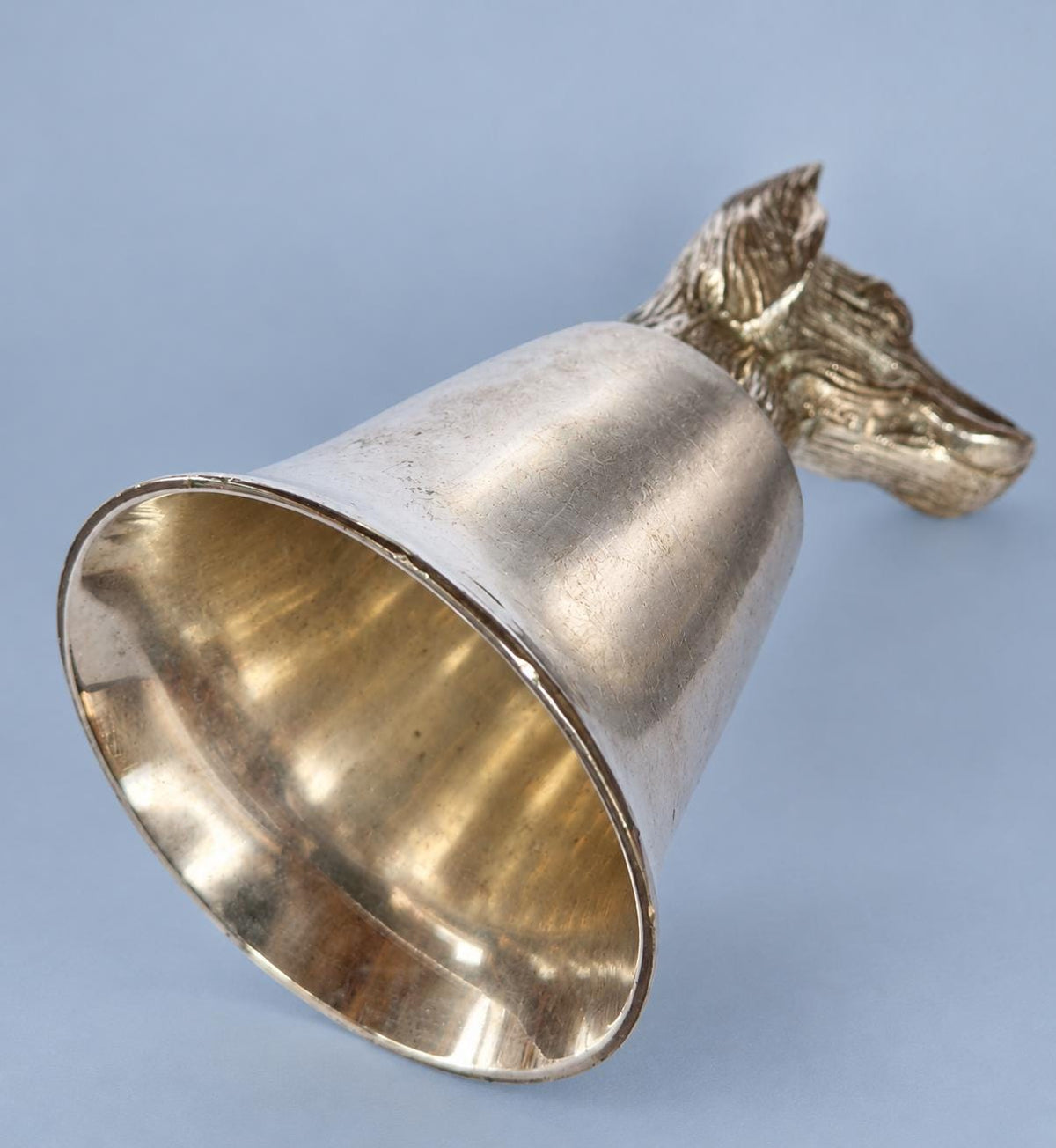 Vintage 1960s–70s Italian Silver-Tone Dog's Head Stirrup Cup