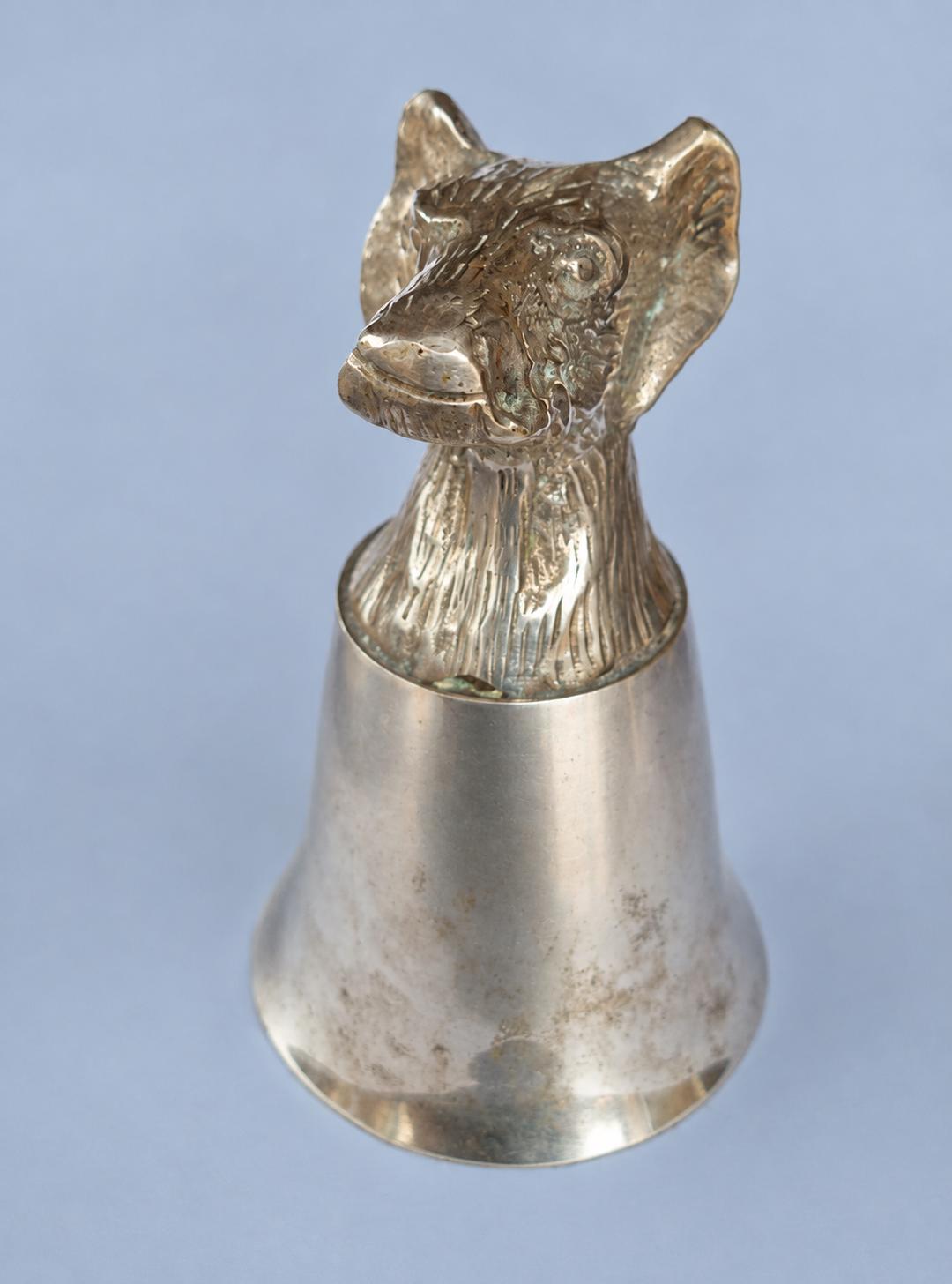Vintage 1960s–70s Italian Silver-Tone Dog's Head Stirrup Cup