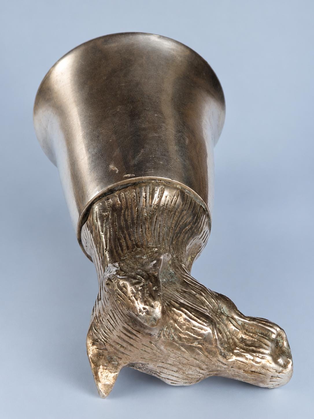 Vintage 1960s–70s Italian Silver-Tone Dog's Head Stirrup Cup