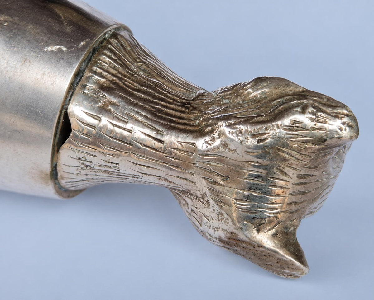 Vintage 1960s–70s Italian Silver-Tone Dog's Head Stirrup Cup