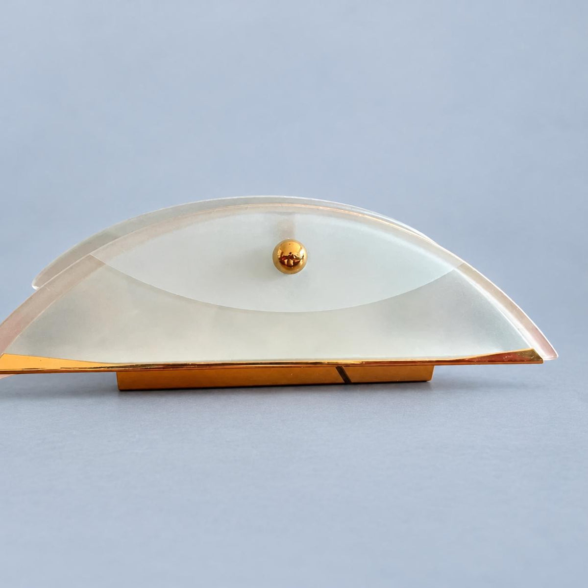 Vintage Italian-Style Brass Wall Sconce with Frosted Glass Wings, 30 cm