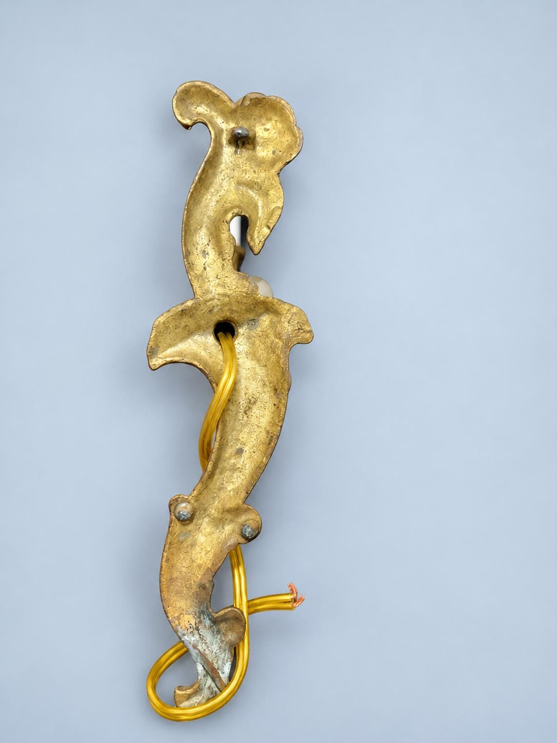 Vintage Pair of Rococo Louis XV Style Single-Light Wall Sconces, Gilt Metal Acanthus Scrolls, Candle Lights, 22 cm