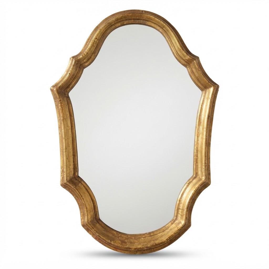 Vintage Small Gold-Tone Wall Mirror with Arched Shaped Frame and Softly Worn Gilding, 21 × 32 cm