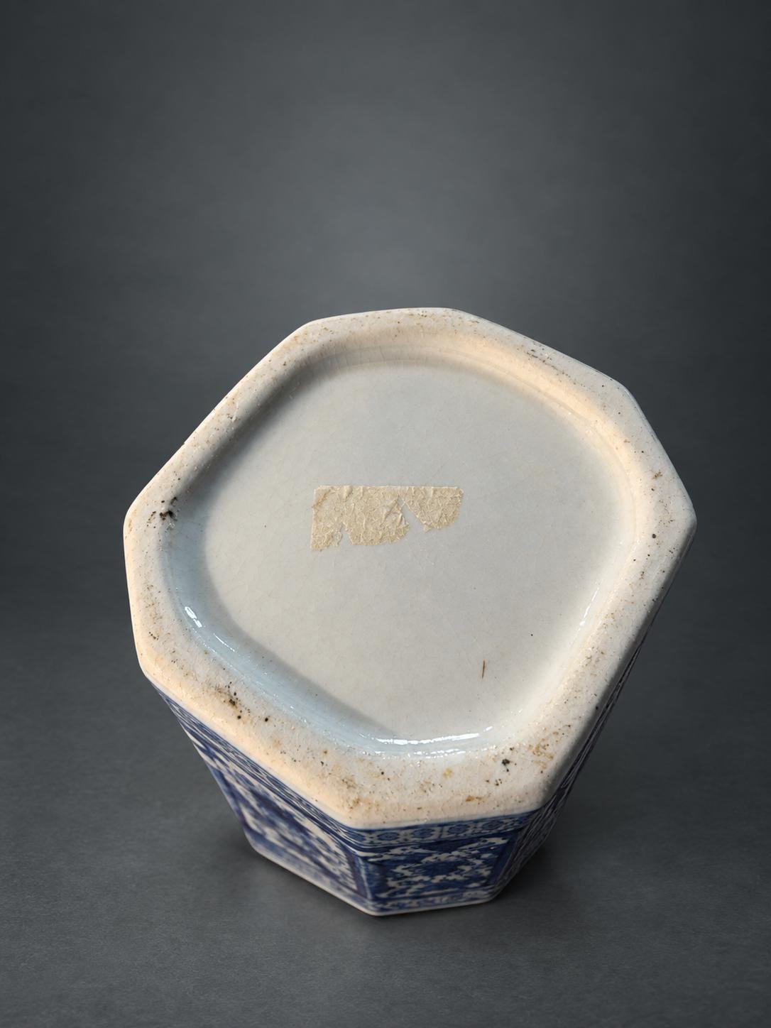Blue and White Hexagonal Tea Caddy with Cover, Landscape and Bird Panels, Chinese Style, 23.5 cm