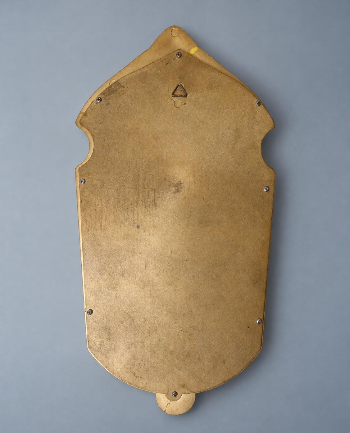 Vintage Louis XV Style Wall Mirror, Gold-Tone Resin Frame with Palmette Crest and Scrolled Shell Base, Attributed 1970s–80s, 42 cm