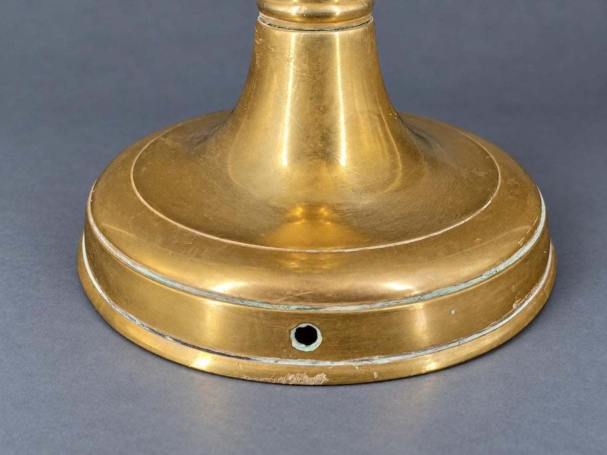 Vintage Pair of Brass Candlesticks, Restauration Style Baluster Stems on Domed Round Bases, Attributed 19th Century, 28 cm