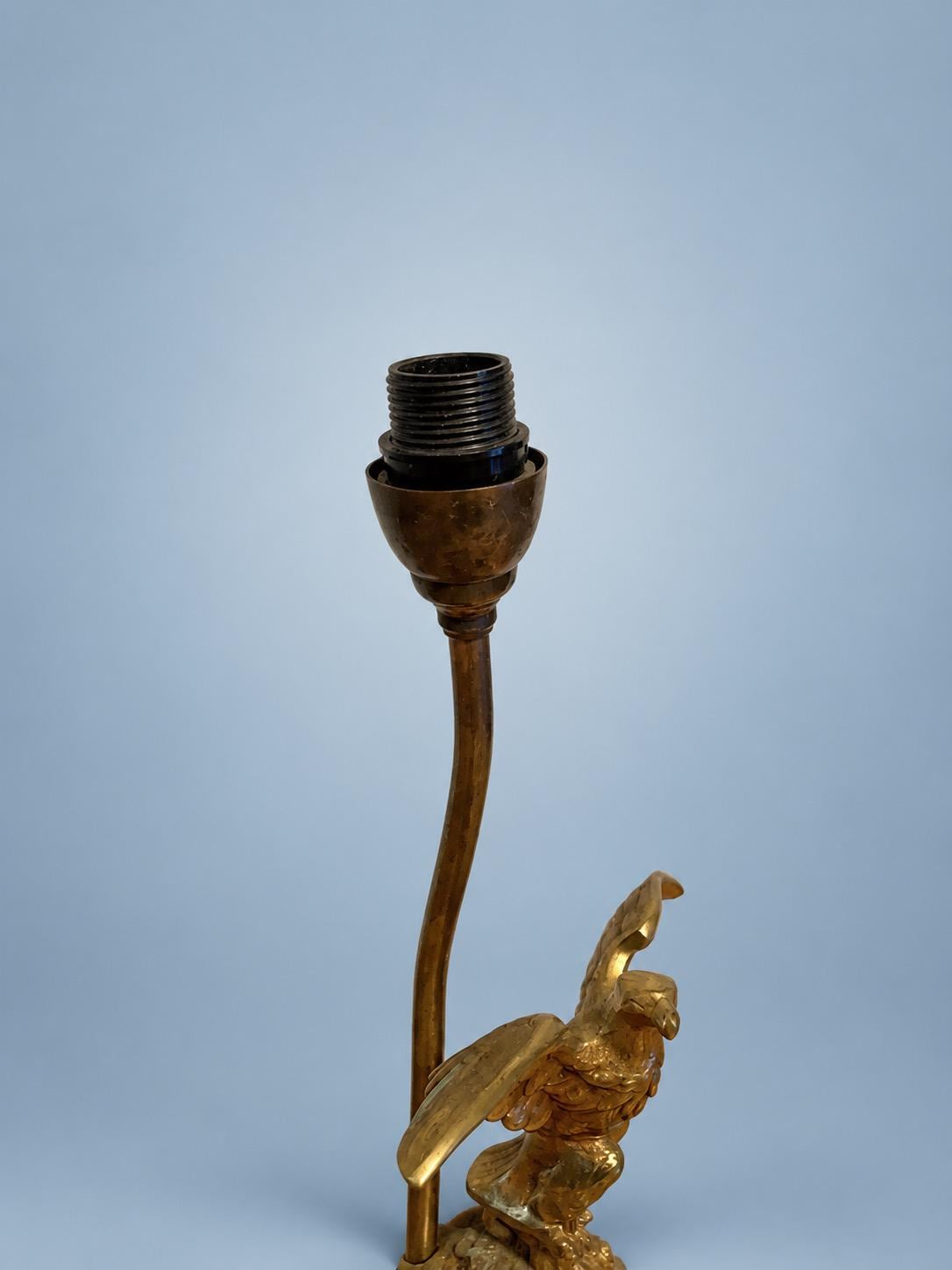 Vintage Empire Style Eagle Table Lamp, Converted Candlestick with Rosette Plinth, Brass-Tone Metal