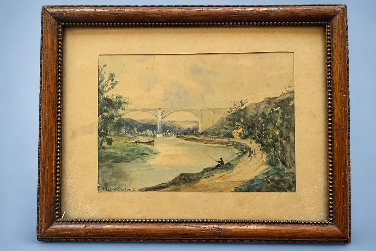 Niet publiceren: dubbel LM-V-321. Antique Framed Watercolour. Original Etsy listing 4579154577