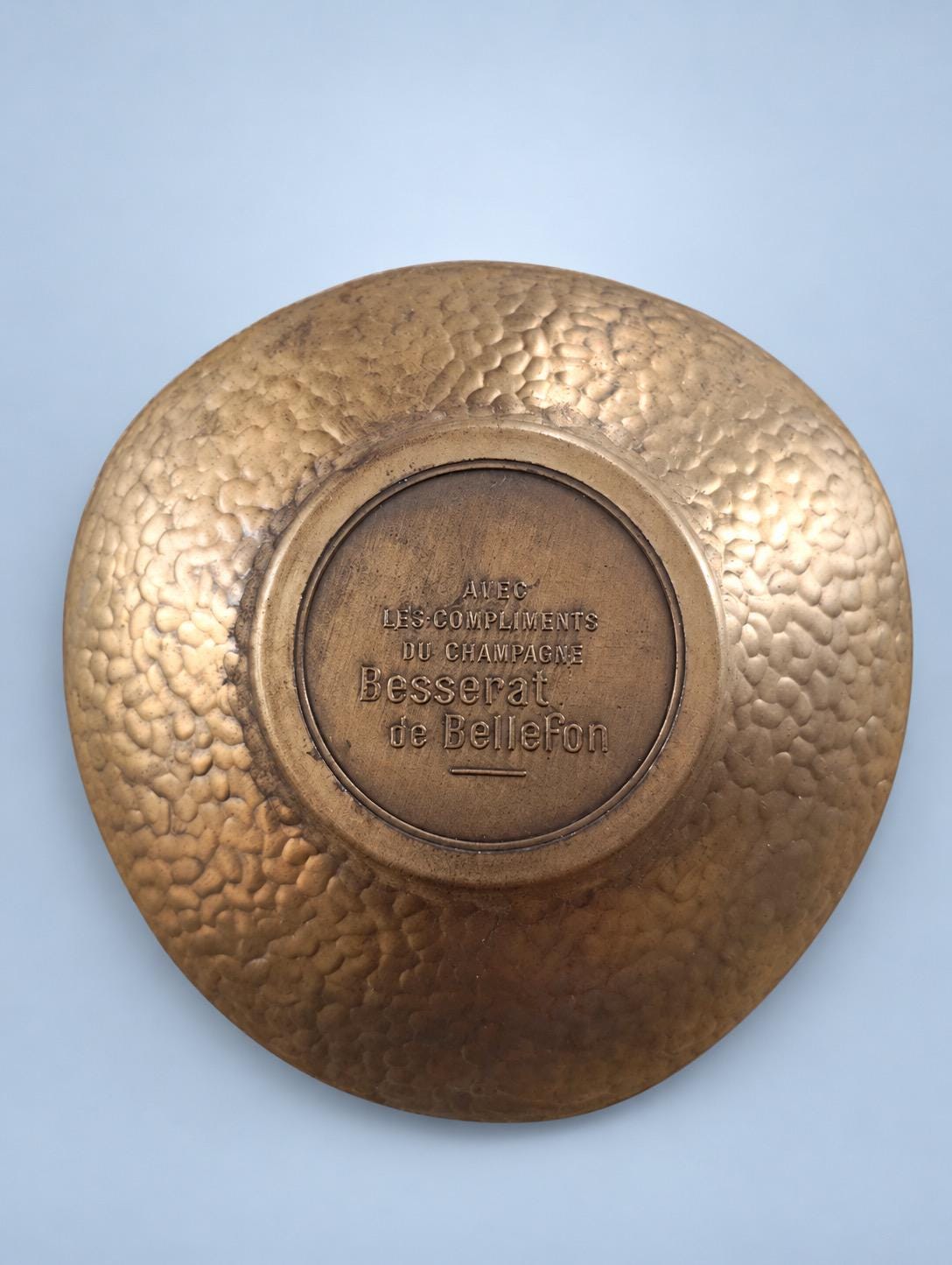 Vintage Brass-Tone Heraldic Trinket Dish, Coat of Arms with Lion Supporters and Coronet, Champagne Collectible