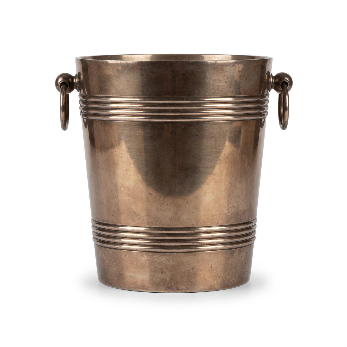 Vintage Silver-Tone Champagne Bucket with Reeded Bands and Ring Handles