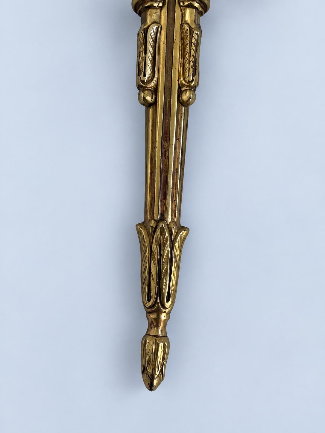 Vintage Pair of Louis XVI Style Gilt Metal Two-Arm Wall Sconces with Fluted Shaft and Rosettes