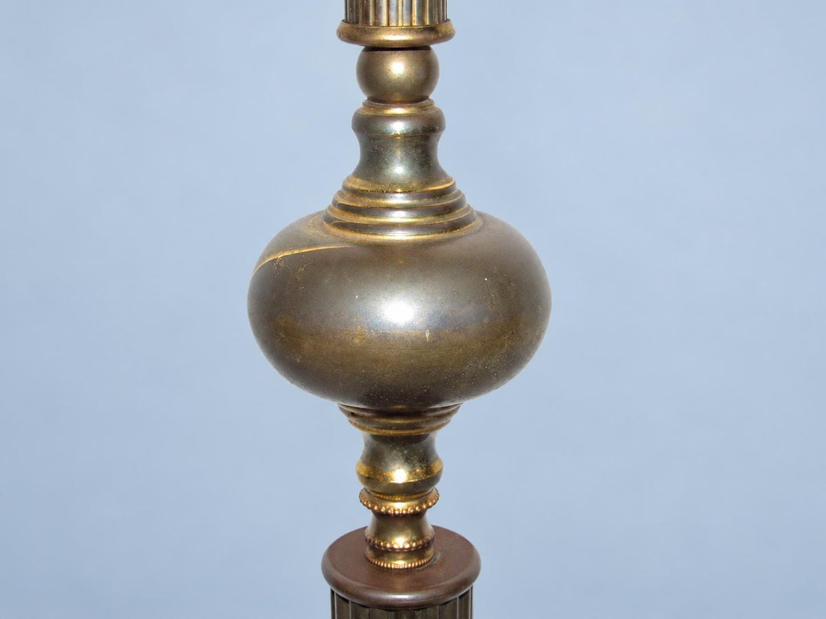 Vintage Louis XVI Style Two-Tone Column Table Lamp Base on Black Polished Stone Plinth
