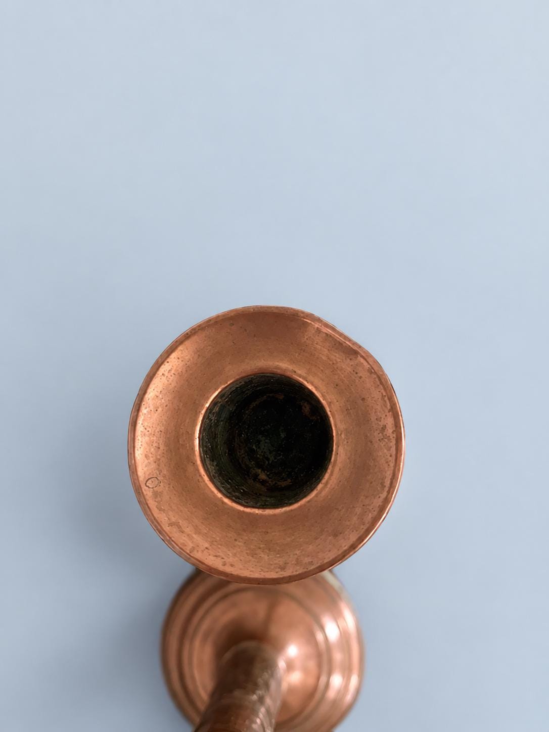 Vintage Pair of Empire Style Candlesticks, Copper-Tone Metal with Figural Relief Band, Urn Candle Cups, 27.5 cm
