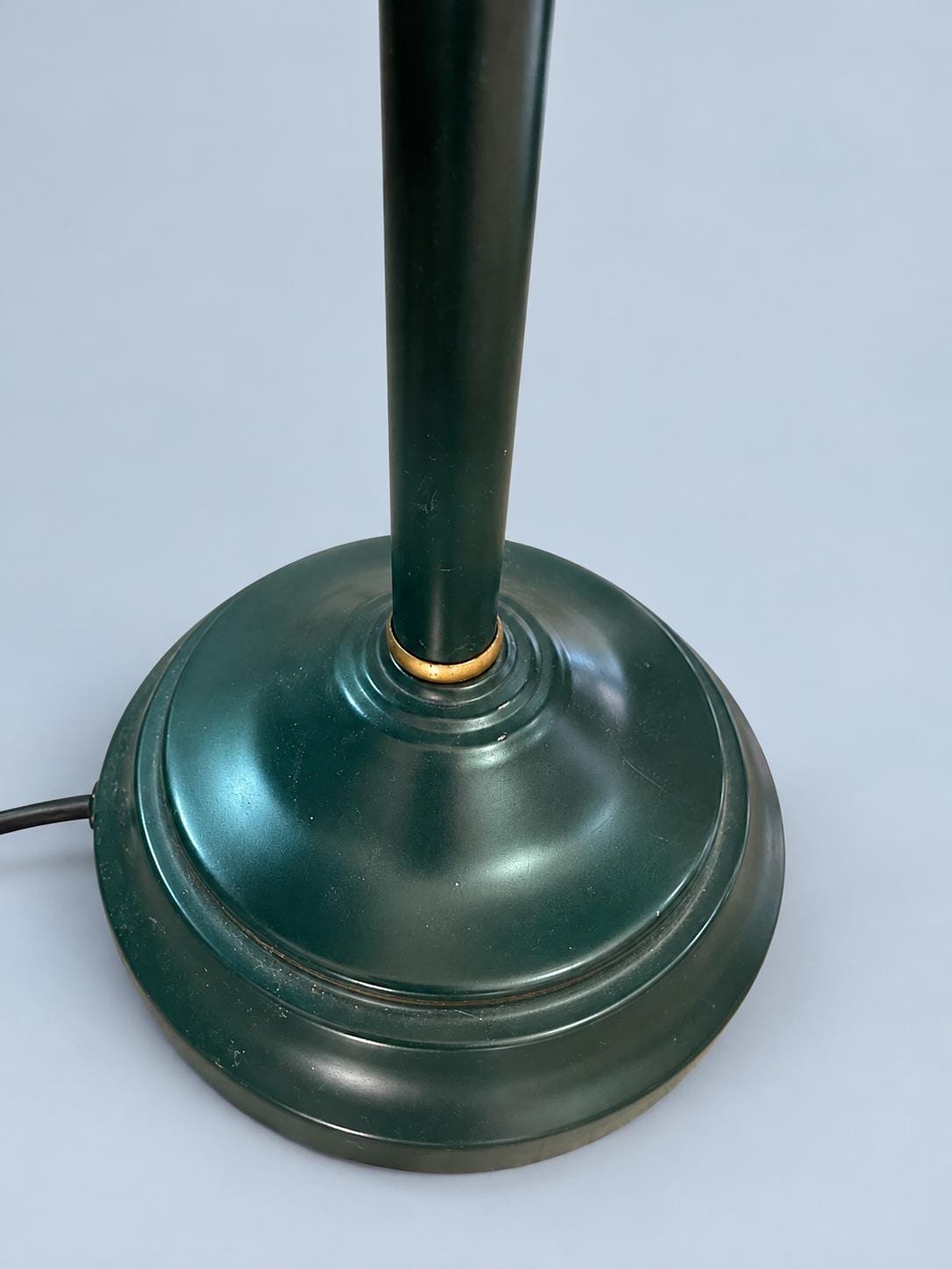 Vintage French Country Green Tole Double Table Lamp, Bouillotte Style Two-Arm Desk Lamp with Metal Shades, Library or Reading Light