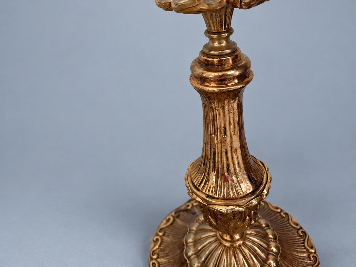 Vintage Large Brass Baroque Style Table Lamp Base, Fluted Baluster Column with Gadrooned Foot, Classic Desk or Bedside Lamp Light
