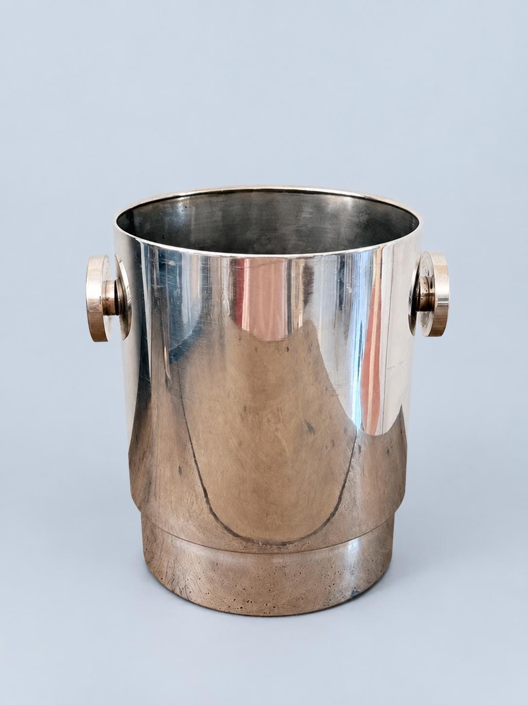 Vintage Art Deco Style Silver-Tone Champagne Bucket with Disc Handles