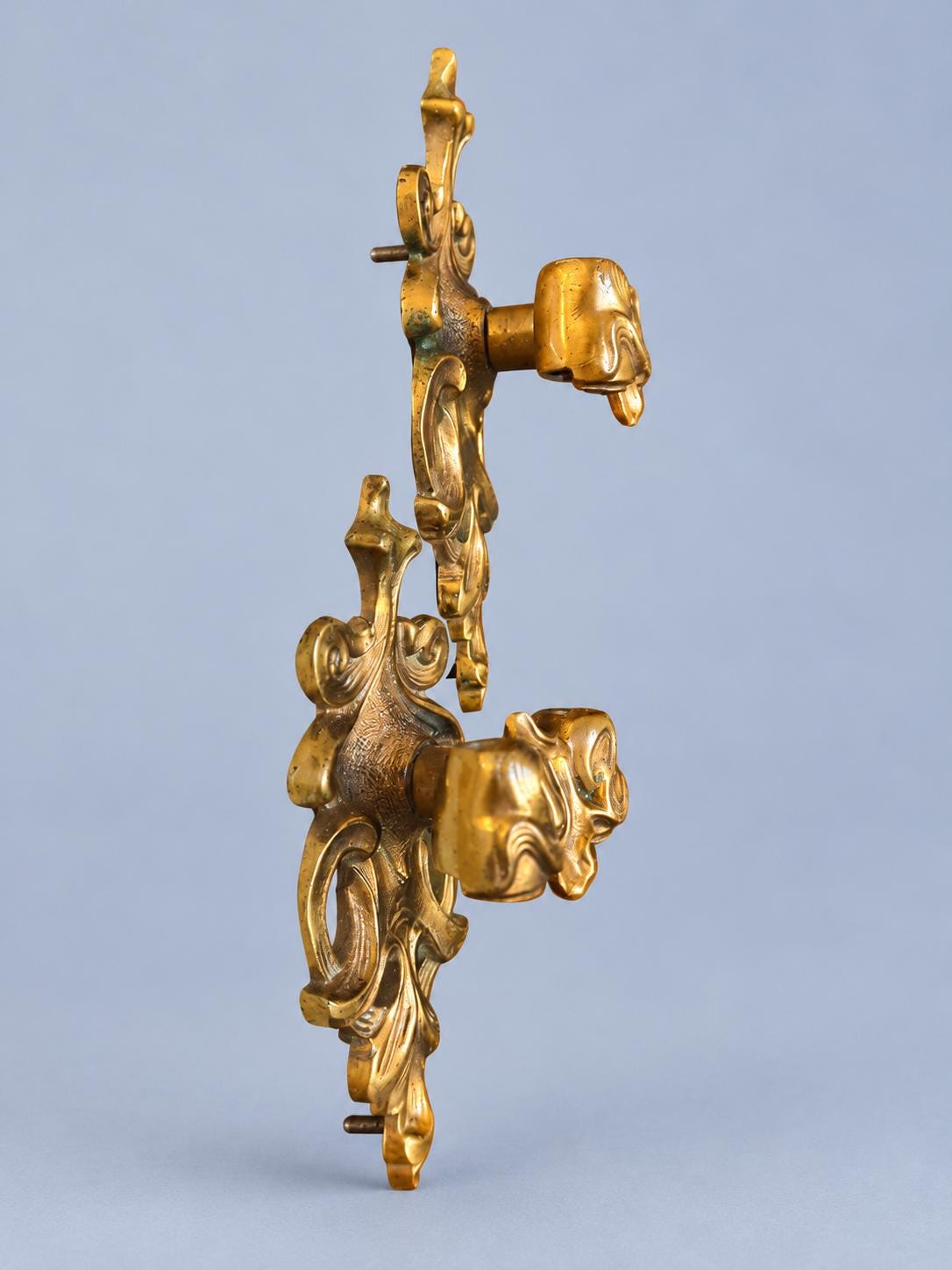 Vintage Pair of Gilt Metal Rococo Furniture Handles, Louis XV Style Rocaille Pulls for Commode, Dresser or Sideboard
