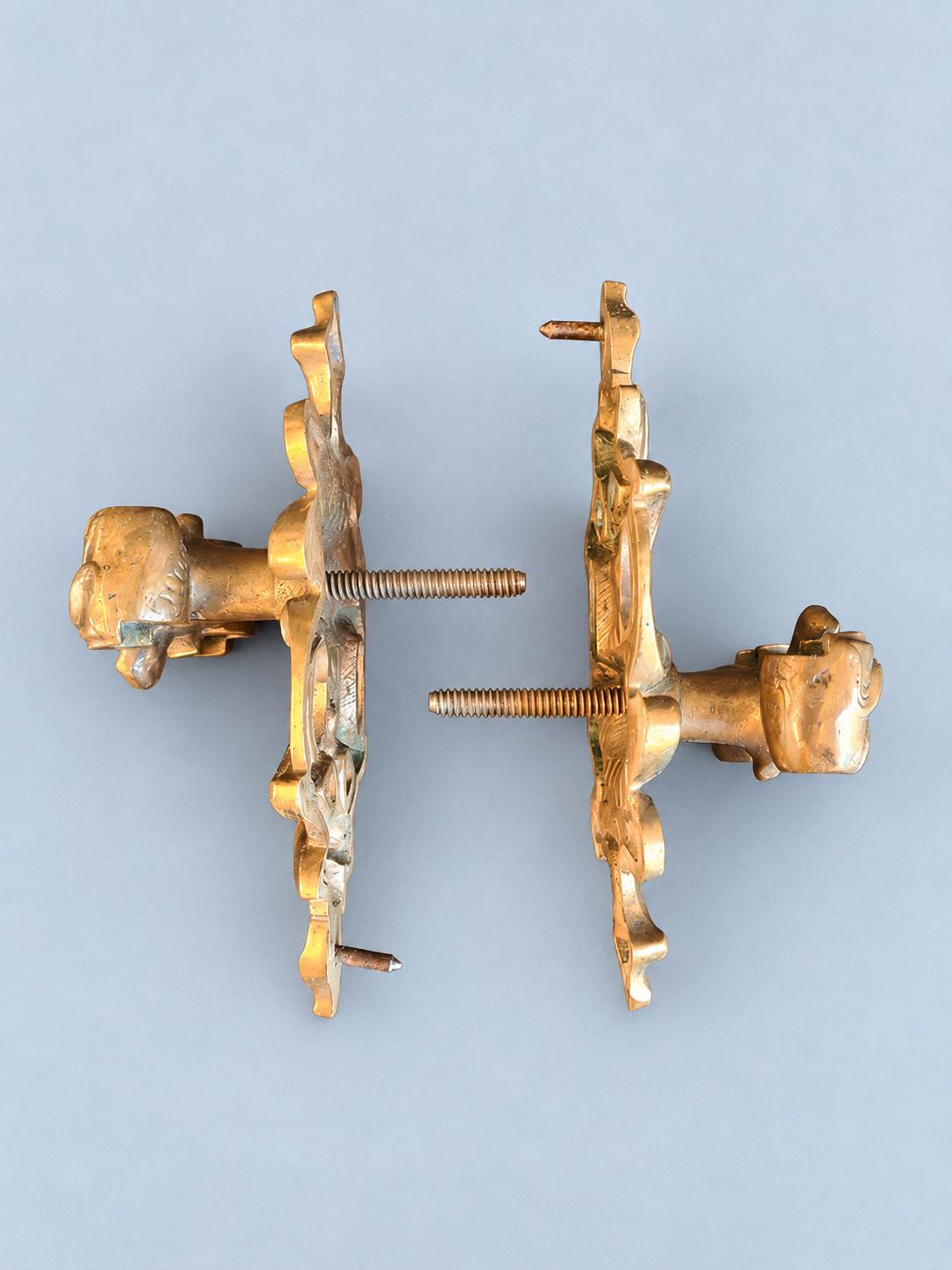Vintage Pair of Gilt Metal Rococo Furniture Handles, Louis XV Style Rocaille Pulls for Commode, Dresser or Sideboard