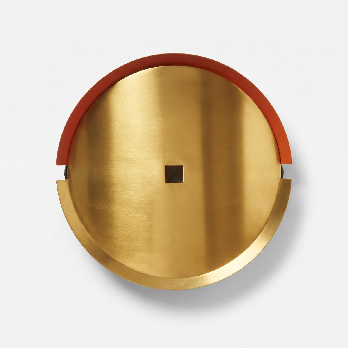 Vintage Matte Gold-Tone Round Disc Wall Sconce with Copper-Tone and Gold-Tone Arc Shields