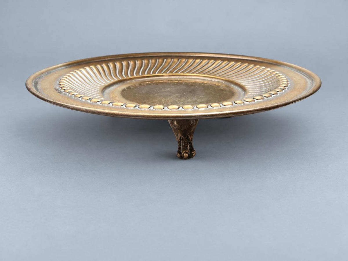 Vintage Silver-Plated Tureen and Footed Plate with Spiral Fluting and Pinecone Finial