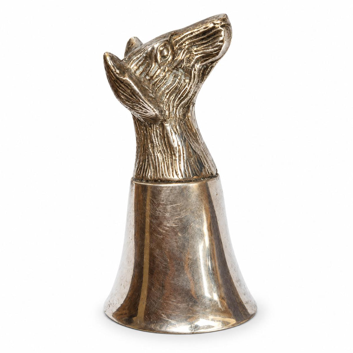 Vintage 1960s–70s Italian Silver-Tone Dog's Head Stirrup Cup